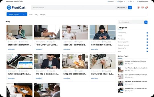 FleetCart blog listing page