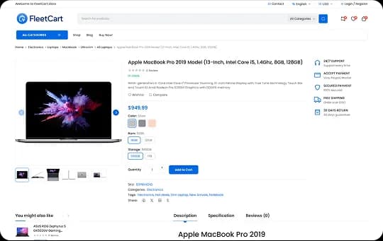 FleetCart product details page