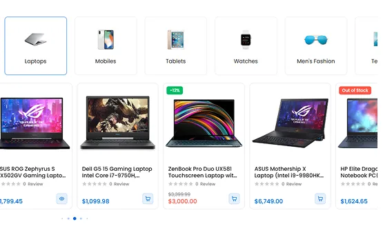 FleetCart theme featured categories preview