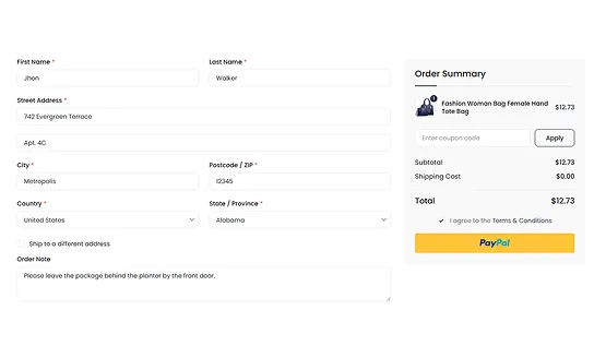 FleetCart theme one page checkout preview
