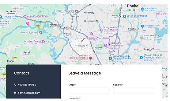FleetCart theme contact page map preview